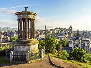 Carlton Hill Prints: Dugald Stewart Monument on Carlton Hill, Edinburgh, Scotland, UK