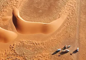 Warm Prints: Dunes from above, Sossusvlei, Namib-Naukluft National Park, Namib desert, Namibia, Africa
