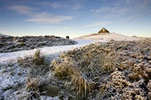 Dunkery Beacon on a snowy winter morning, Dunkery Hill, Exmoor National Park, Somerset
