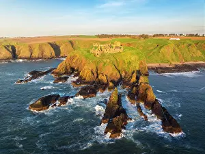 North Sea Prints: Dunnnottar Castle at sunrise, Stonehaven, Aberdeenshire, Scotland, United Kingdom