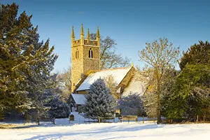 Norfolk Prints: Dunston Church in Winter, Dunston, Norfolk, England