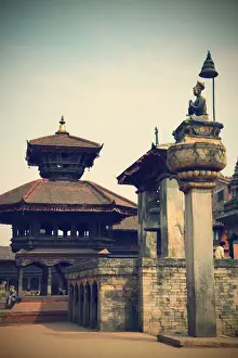 Durbar Square Prints: Durbar Square, Bhaktapur (UNESCO World Heritage Site), Kathmandu Valley, Nepal
