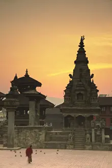 Durbar Square Prints: Durbar Square at dawn, Bhaktapur (UNESCO World Heritage Site), Kathmandu Valley, Nepal
