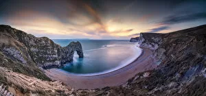 Images Dated 28th February 2018: Durdle Door at Sunset, Jurassic Coast, Dorset, England