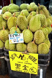 China Town Prints: Durian fruits for sale, China Town, Singapore