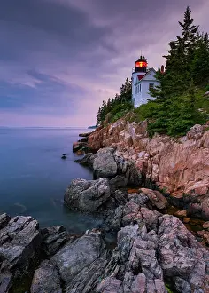Mount Desert Island Prints: Dusk at Bass Harbor Lighthouse, Mount Desert Island, Maine, USA