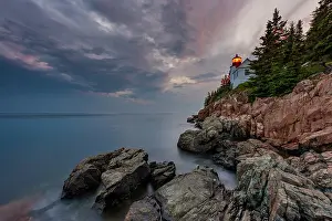 Mount Desert Island Prints: Dusk at Bass Harbor Lighthouse, Mount Desert Island, Maine, USA