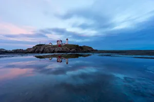 York Prints: Dusk at Cape Neddick Lighthouse, York, Maine, USA