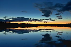 Klotz Lake Prints: Dusk light on Klotz Lake Klotz Lake near Longlac, Ontario, Canada