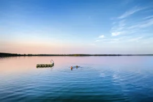 Dusk, Selent lake, Holsteinische Schweiz, Baltic coast, Schleswig-Holstein, Germany Dusk, Selent lake, Holsteinische Schweiz, Baltic coast, Schleswig-Holstein, Germany