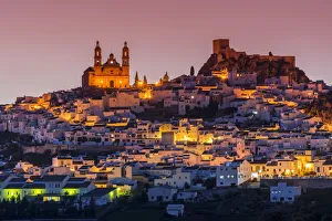 Andalusian Prints: Dusk view of Olvera, Andalusia, Spain