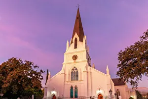 House Of Worship Prints: Dutch Reformed Church at Dusk, Stellenbosch, Western Cape Province, South Africa