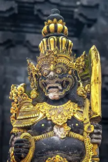 Hinduism Prints: Dvarapala guardian statue, Pura Tanah Lot Temple, Bali, Indonesia