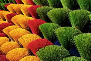 Hanoi Prints: Dyed incense sticks, near Hanoi, North Vietnam, Asia