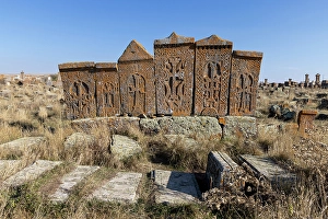 Crosses Prints: Early Khachkars (carved memorial stones), Noratus Cemetery, Gegharkunik Province, Armenia