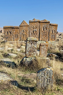 Early Khachkars (carved memorial stones), Noratus Cemetery, Gegharkunik Province, Armenia