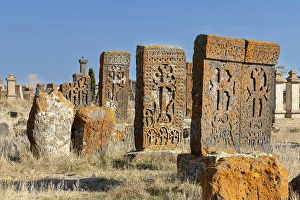 Caucasus Prints: Early Khachkars (carved memorial stones), Noratus Cemetery, Gegharkunik Province, Armenia