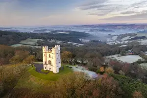 Mavic Prints: Early morning aerial image of Haldon Belvedere (Lawrence Castle), Devon, England