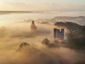 March Prints: Early morning mist shrouds Powderham Belvedere on a winter morning