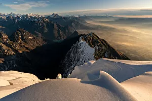 Wind Gallery: Early morning on the top of Pizzocco Mount, Belluno province, Italy, Europe