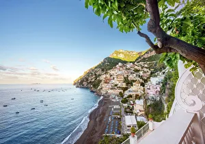 Sorrento Prints: Early Morning Positano, Amalfi Coast, Campania, Italy