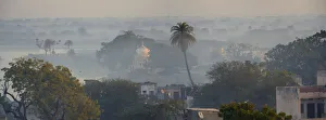 Early morning view from Pachewar Garh Fort, Village of Pachewar, Rajasthan, India, Asia