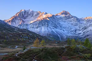 Schweizerisch Prints: Early morning view on Simplon pass and Fletschhorn, Valais, Switzerland