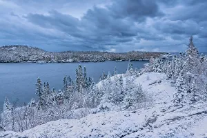 Great Lake Prints: Early season snowfall on Lake Superior at Hattie Cove, Ontario, Canada