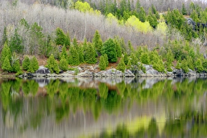 Natural Arch Prints: Early spring reflections in Simon Lake, Greater Sudbury, Ontario, Canada