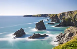 Early summer at Bedurthan Steps, Cornwall, England. Summer (May) 2009