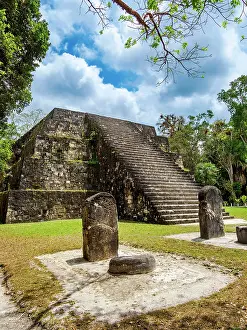 Step Prints: East pyramid of Group Q, a twin-pyramid complex, Tikal, Peten Department, Guatemala