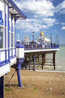 Eastbourne pier from the shore. Eastbourne, East Sussex, England, UK