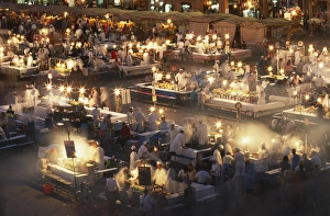 Market Stall Prints: Eateries operate from dusk until late at the Djemaa el Fnaa