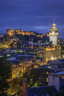 Images Dated 20th September 2019: Edinburgh Castle and Balmoral Hotel clock tower viewed from Observatory House in city