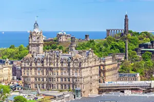 Fountains Prints: Edinburgh city centre from the castle in spring. Edinburgh, Scotland, United Kingdom