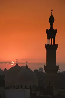 Images Dated 23rd February 2010: Egypt, Cairo, Islamic Quarter, Silhouette of Minarets and mosques
