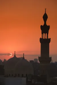 Cairo Prints: Egypt, Cairo, Islamic Quarter, Silhouette of Minarets and mosques