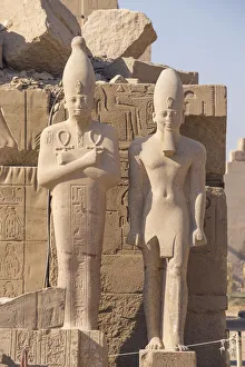 Egypt, Luxor, Karnak Temple, Colossi in Temple of Amun