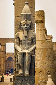 Images Dated 13th June 2017: Egypt, Luxor, Luxor Temple, The First Court, Statues of Ramesses II