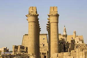 Egypt, Luxor, Luxor Temple, the Great colonnade of Amenophis 11, and to the right