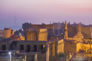 Images Dated 12th June 2017: Egypt, Luxor, View of Luxor Temple and The ancient mosque of Abu Al Haggag