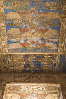 Egypt, Luxor, West Bank, The temple of Ramesses 111 at Medinet Habu, Ceiling of