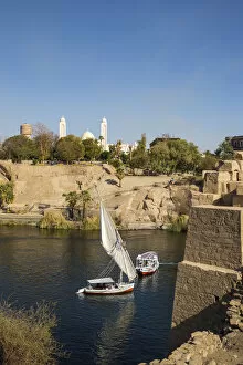 Egypt, Upper Egypt, Aswan, Khnum ruins and Nilometer on Elephantine Island
