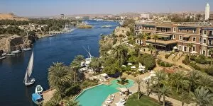 19th Century Gallery: Egypt, Upper Egypt, Aswan, Sofitel Legend Old Cataract hotel and swimming pool