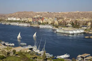 Egypt, Upper Egypt, Aswan, View of Aswan and River Nile