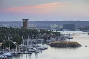 Egypt, Upper Egypt, Aswan, View of Movenpick Resort and River Nile