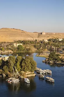 Aga Khan Mausoleum Gallery: Egypt, Upper Egypt, Aswan, View of The River Nile and The Mausoleum of Aga Khan