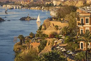 Egypt, Upper Egypt, Aswan, View of Sofitel Legend Old Cataract hotel and swimming