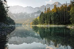 Eibsee Prints: Eibsee at sunrise. Grainau, Bavaria, Germany
