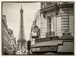 Paris Prints: Eiffel Tower & Cafe, Paris, France